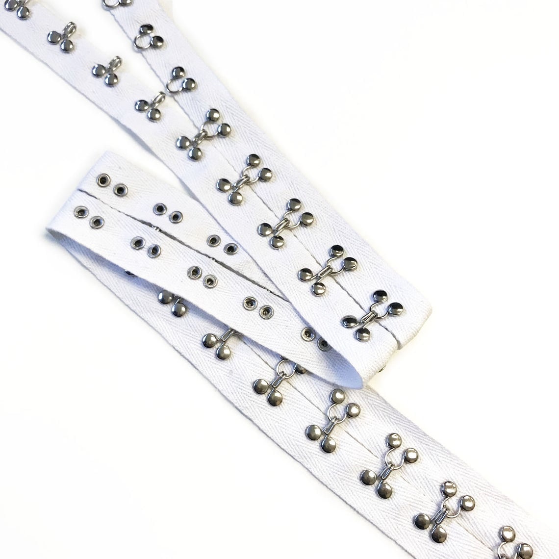 Black / White hook and eye tape trim with 1" cotton tape - DL472 / AL199C