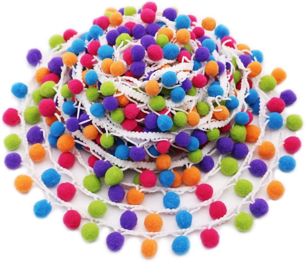 BEYOND TRIM Handmade Rainbow Pom Pom Ball Fringe Trim Ribbon Sewing Fabric DIY Craft - TL409