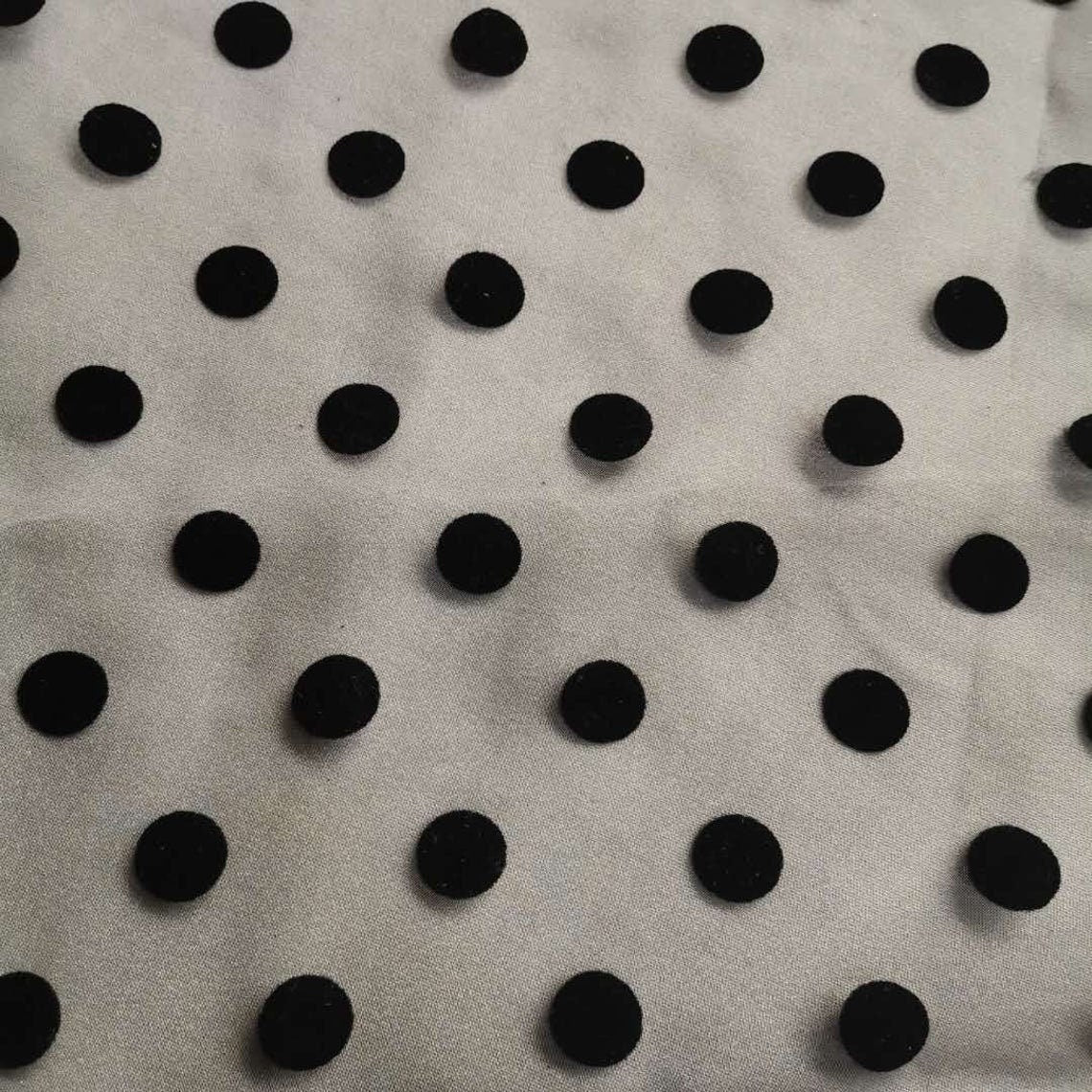 Big 2 cm Black Polka Dot Organza lace fabric, Flocking Points Dotted Fabric For Wedding Dress, Bow tie, Dance Dress, Evening Wear, by 1 yard
