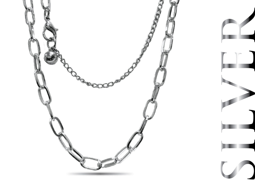 Gold and Sliver  Link Chain Necklace Custom Length Thick Chunky Chain, Long Rectangle Link Chain, Layering, Gold Choker, paper clip necklace