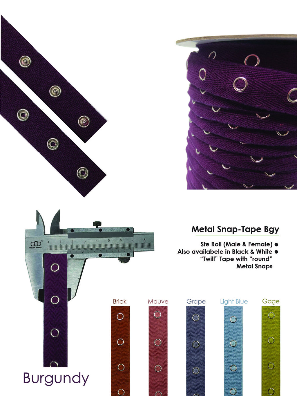 Beyond Trim Snap Button Tape - 1 Inch Twill Sewing Fastener Metal Press Stud Ribbon Replacement Crafting Crafts DIY 3 Yards