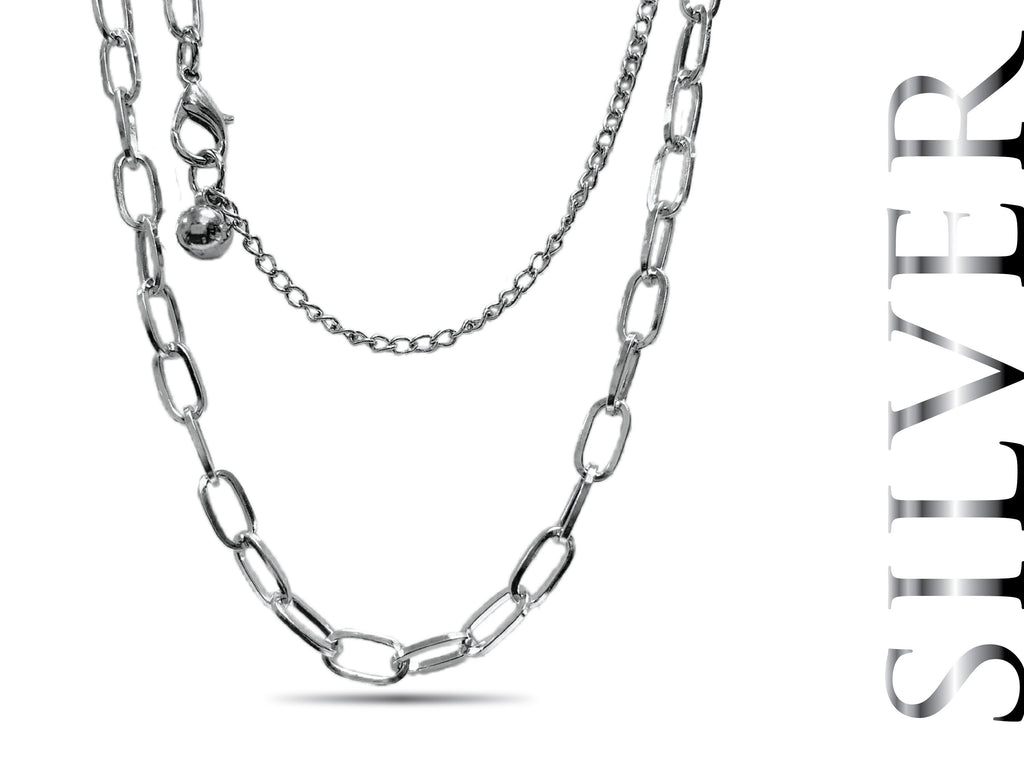 Link chain choker necklace, gold and sliver necklace, BOX chain choker necklace, long link choker necklace, Bold Chain necklace