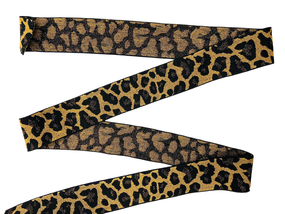 1.3/4’’ Jacquard Elastic Bands with Metal Hardware, Silver Leopard Prints, Heavy Duty. Hat Bell Band.