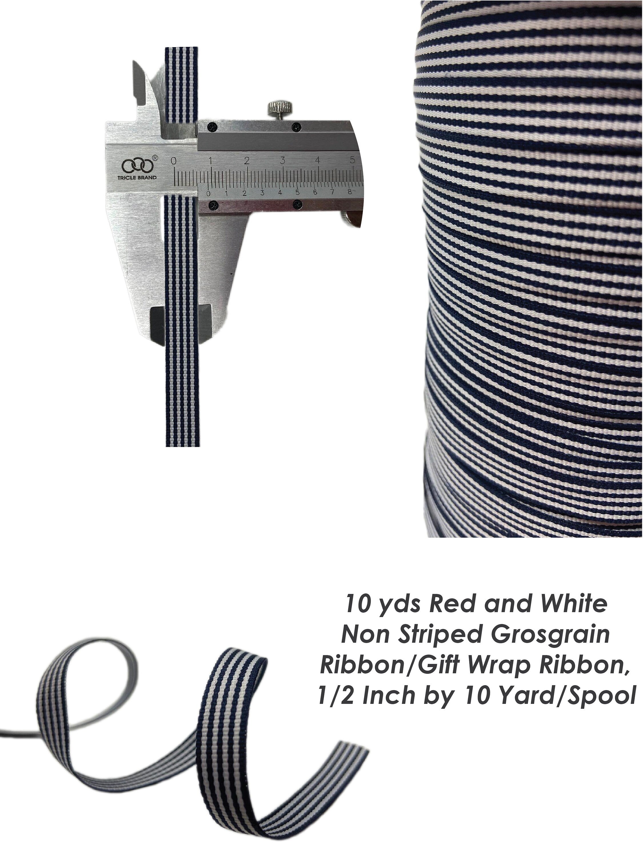 10 yds Red and White , Navy and White Non Striped Grosgrain Ribbon/Gift Wrap Ribbon, 1/2 Inch by 10 Yard/Spool