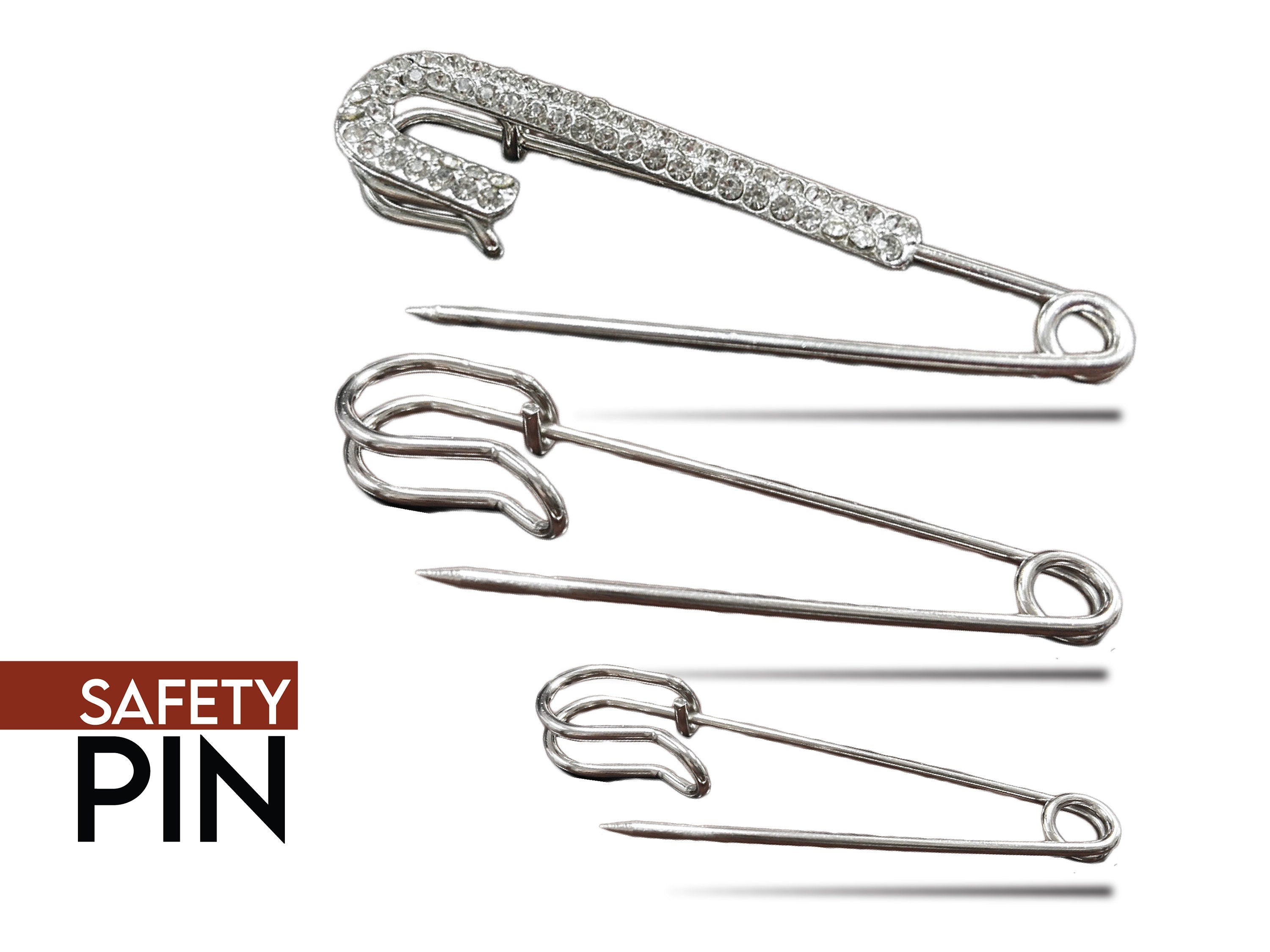 Rhinestone Safety Pin, Jumbo Safety Pins 2?€?/3" Classic Safety Pin, Brooch Pin High Quality 5 SET