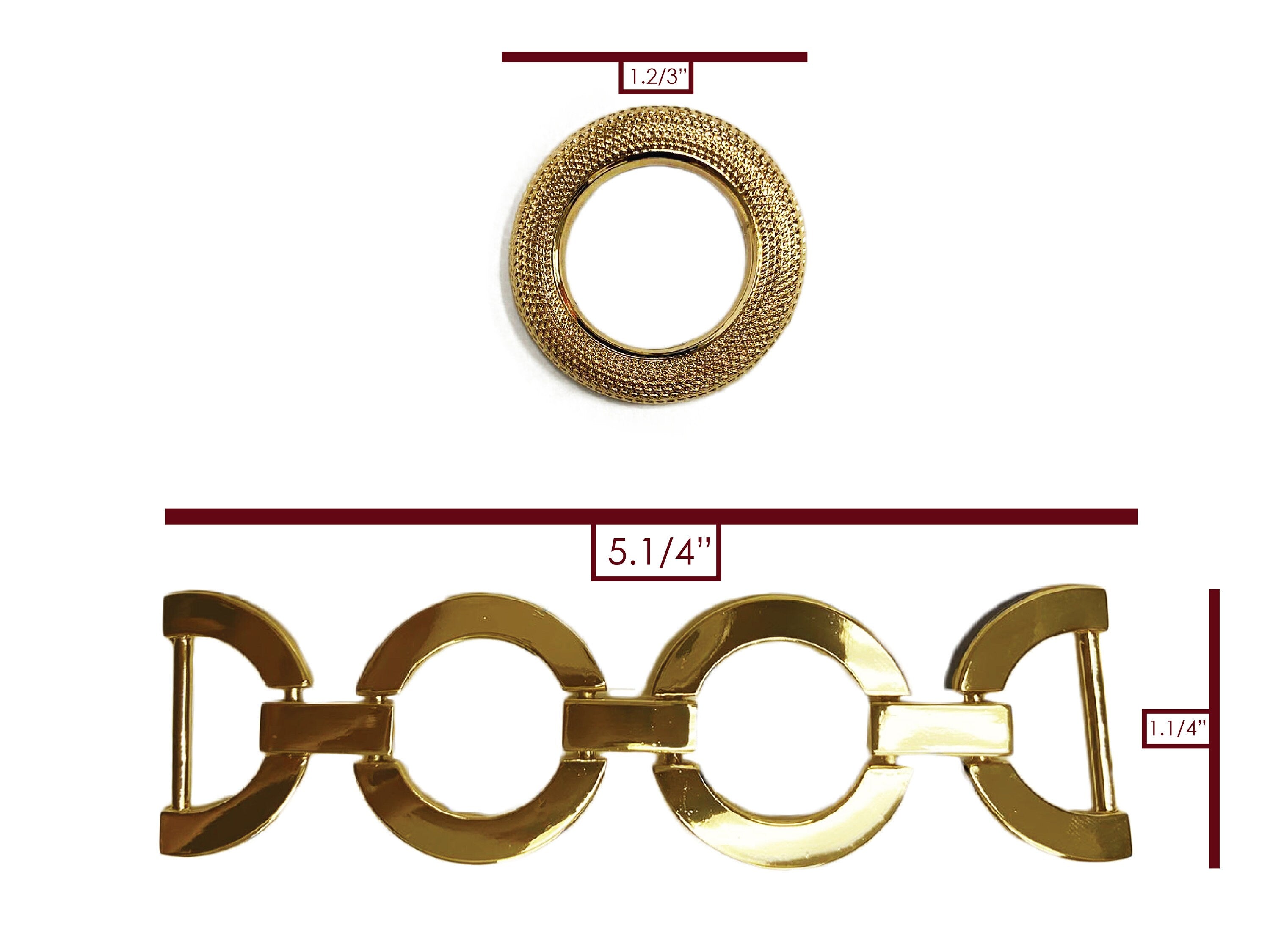 Exclusive Gold Buckle & Textured O rings Metal, Unique and Shiny Gold Finish