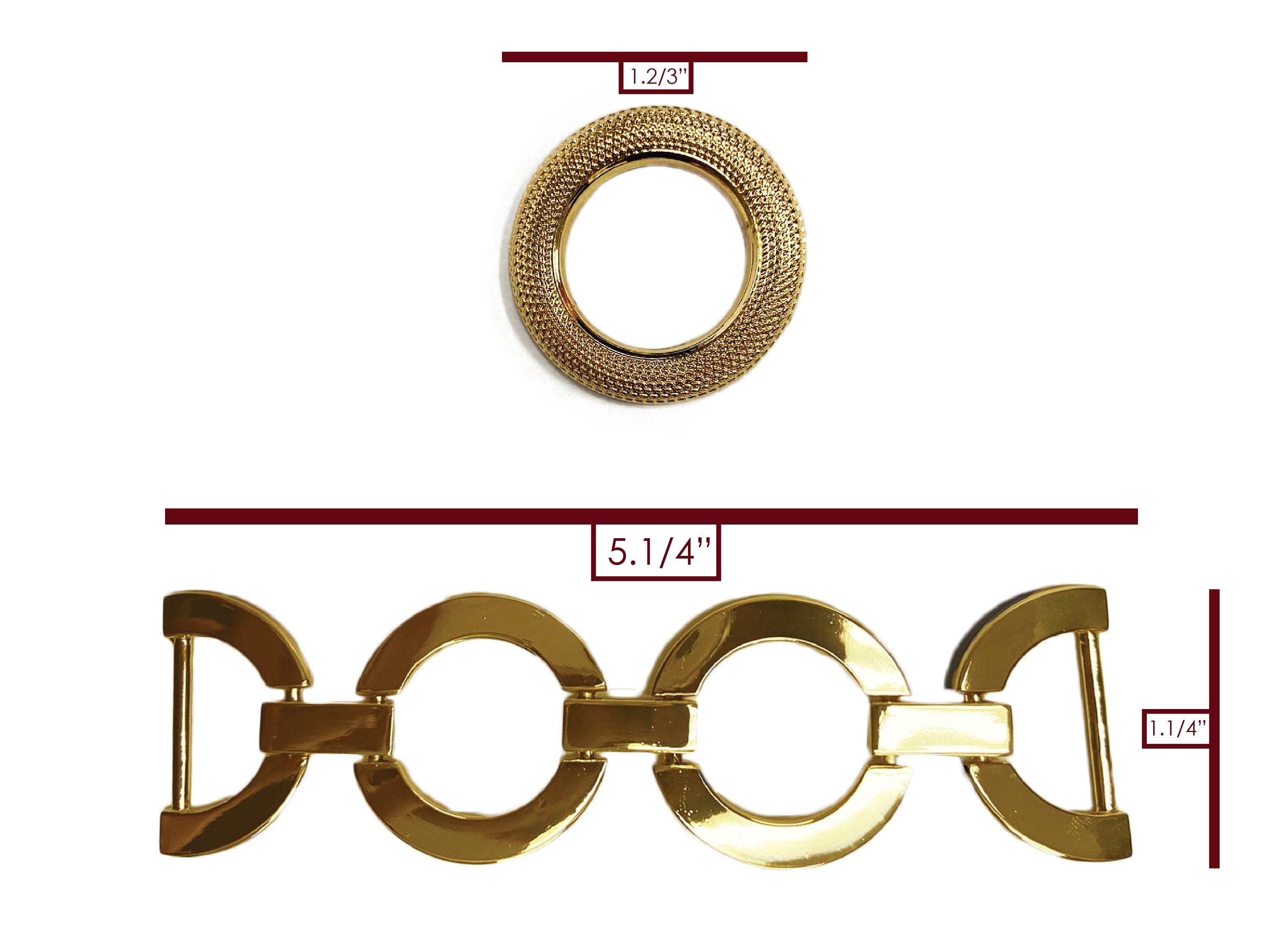 Exclusive Gold Buckle & Textured O rings Metal, Unique and Shiny Gold Finish