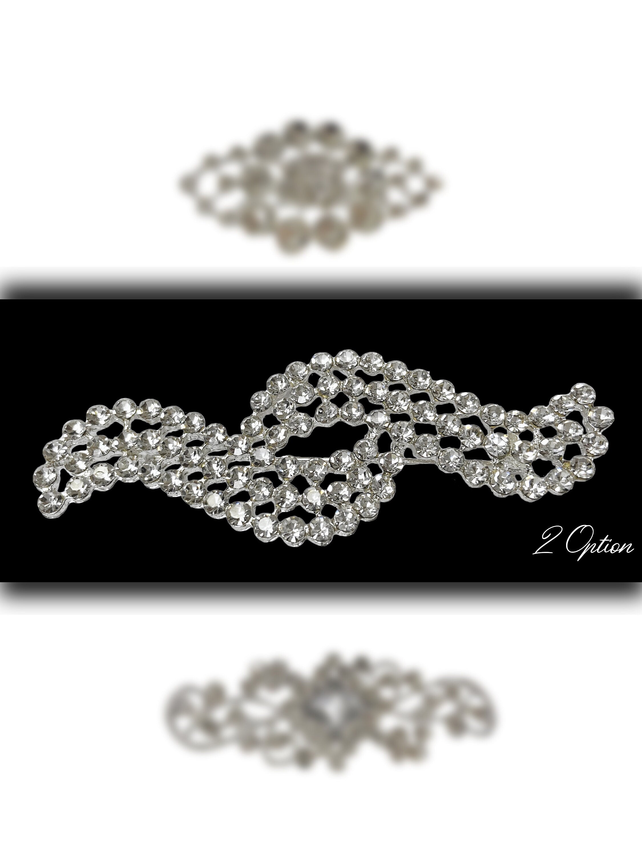 set of 3 Rhinestone Brooch Pin, Dress Sash Brooch, Crystal Rhinestone, Silver. Wedding 3 PCS