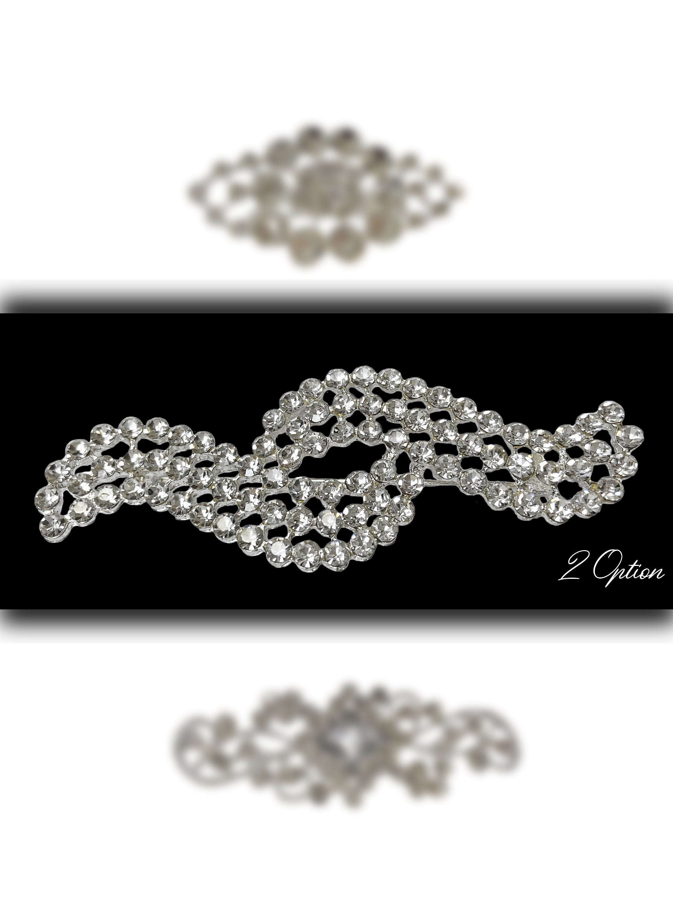 set of 3 Rhinestone Brooch Pin, Dress Sash Brooch, Crystal Rhinestone, Silver. Wedding 3 PCS