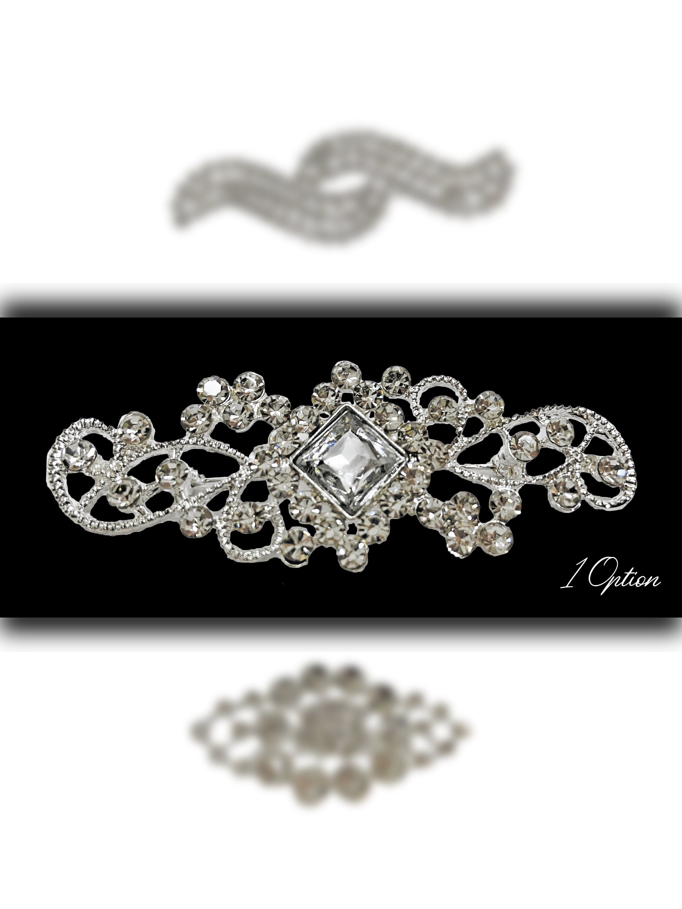 set of 3 Rhinestone Brooch Pin, Dress Sash Brooch, Crystal Rhinestone, Silver. Wedding 3 PCS