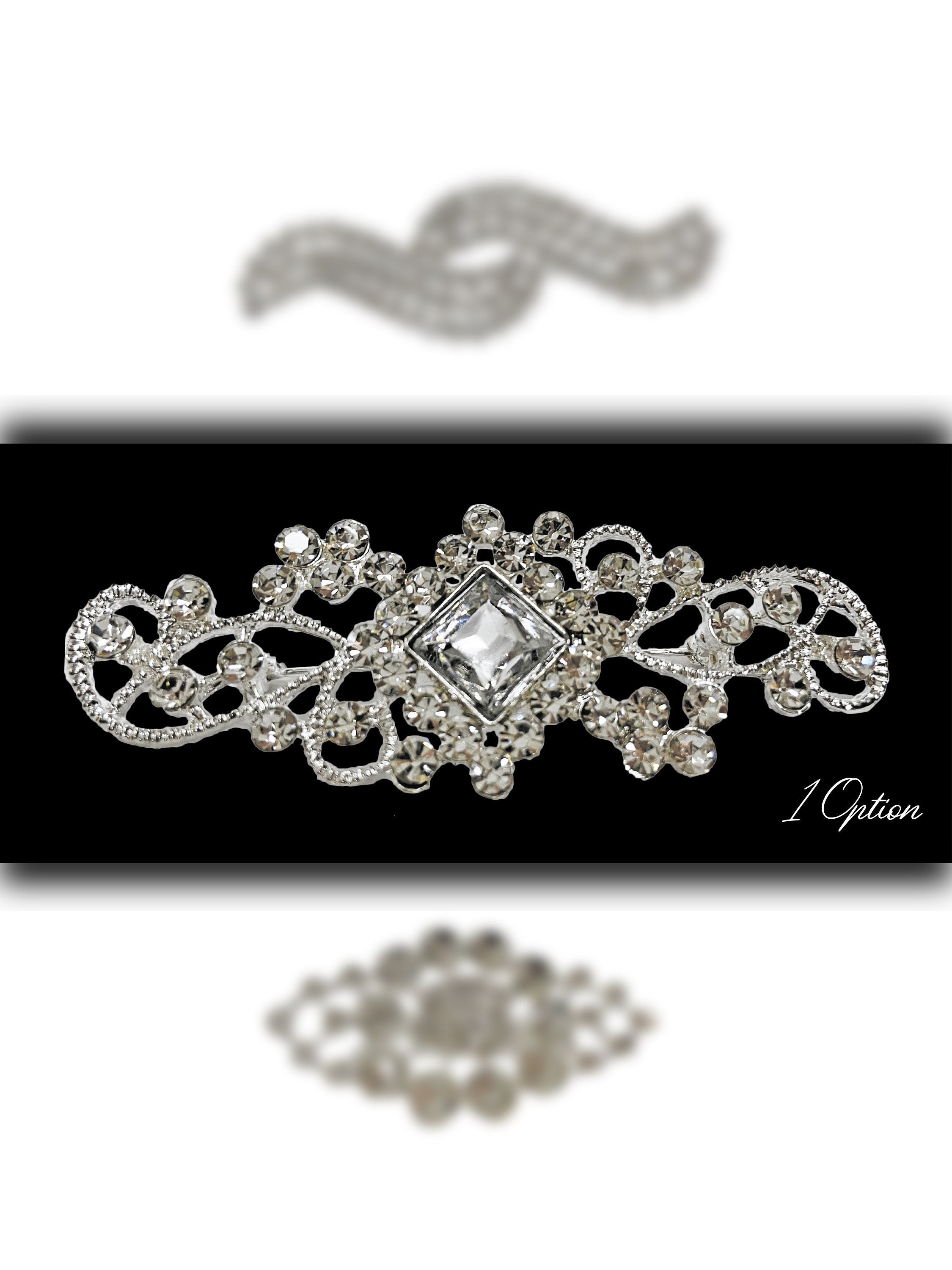 set of 3 Rhinestone Brooch Pin, Dress Sash Brooch, Crystal Rhinestone, Silver. Wedding 3 PCS