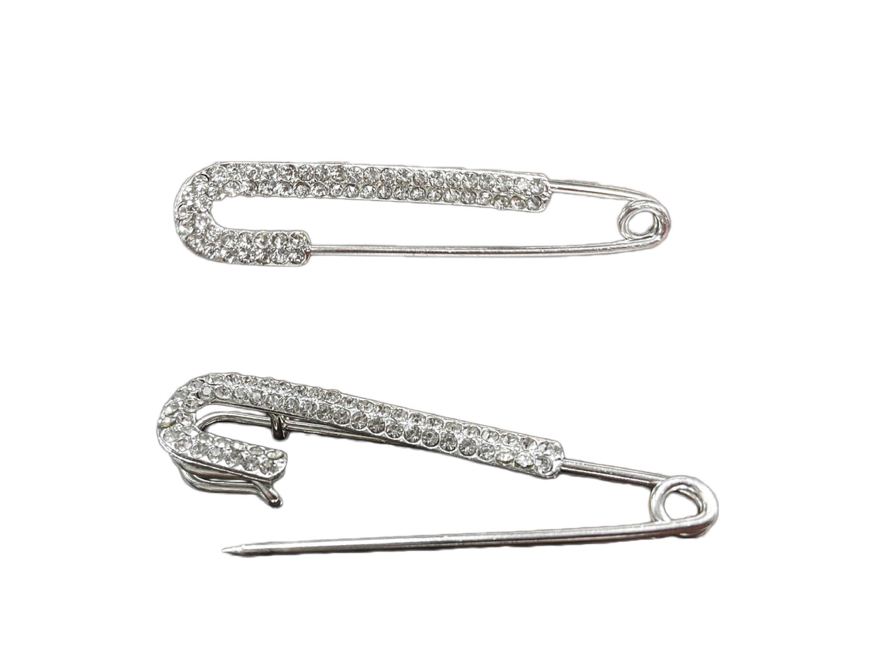Rhinestone Safety Pin, Jumbo Safety Pins 2?€?/3" Classic Safety Pin, Brooch Pin High Quality 5 SET