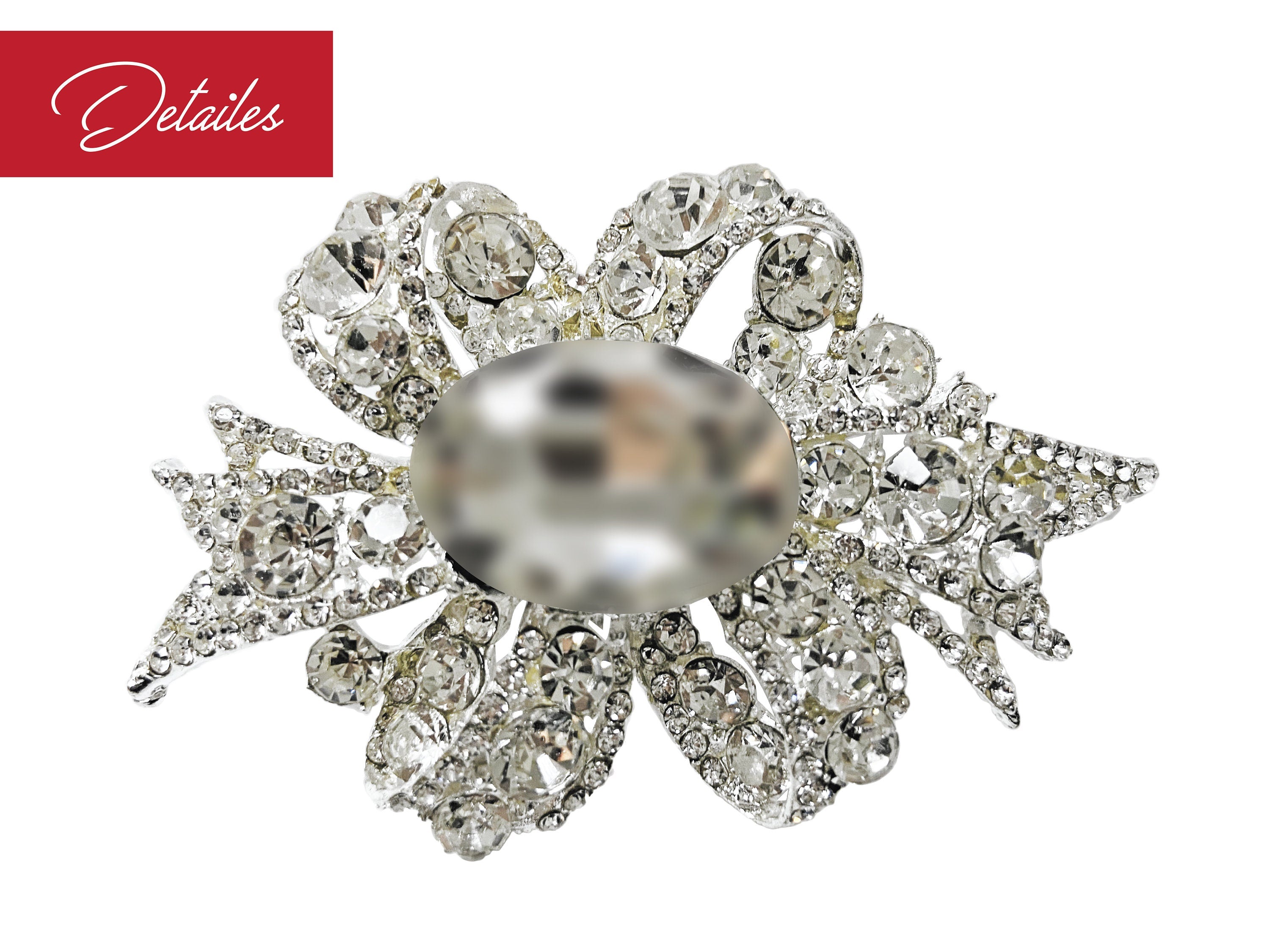 Wedding Rhinestone Brooch Pin, Dress Sash Brooch, Crystal Rhinestone, Silver.