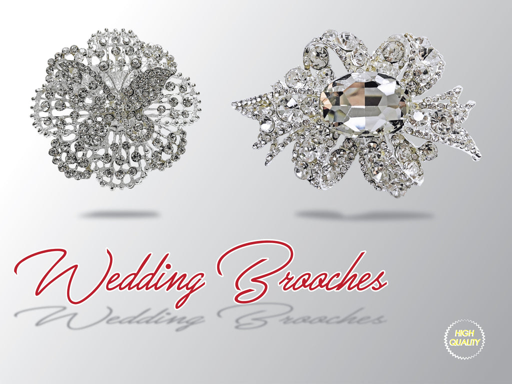 Wedding Rhinestone Brooch Pin, Dress Sash Brooch, Crystal Rhinestone, Silver.