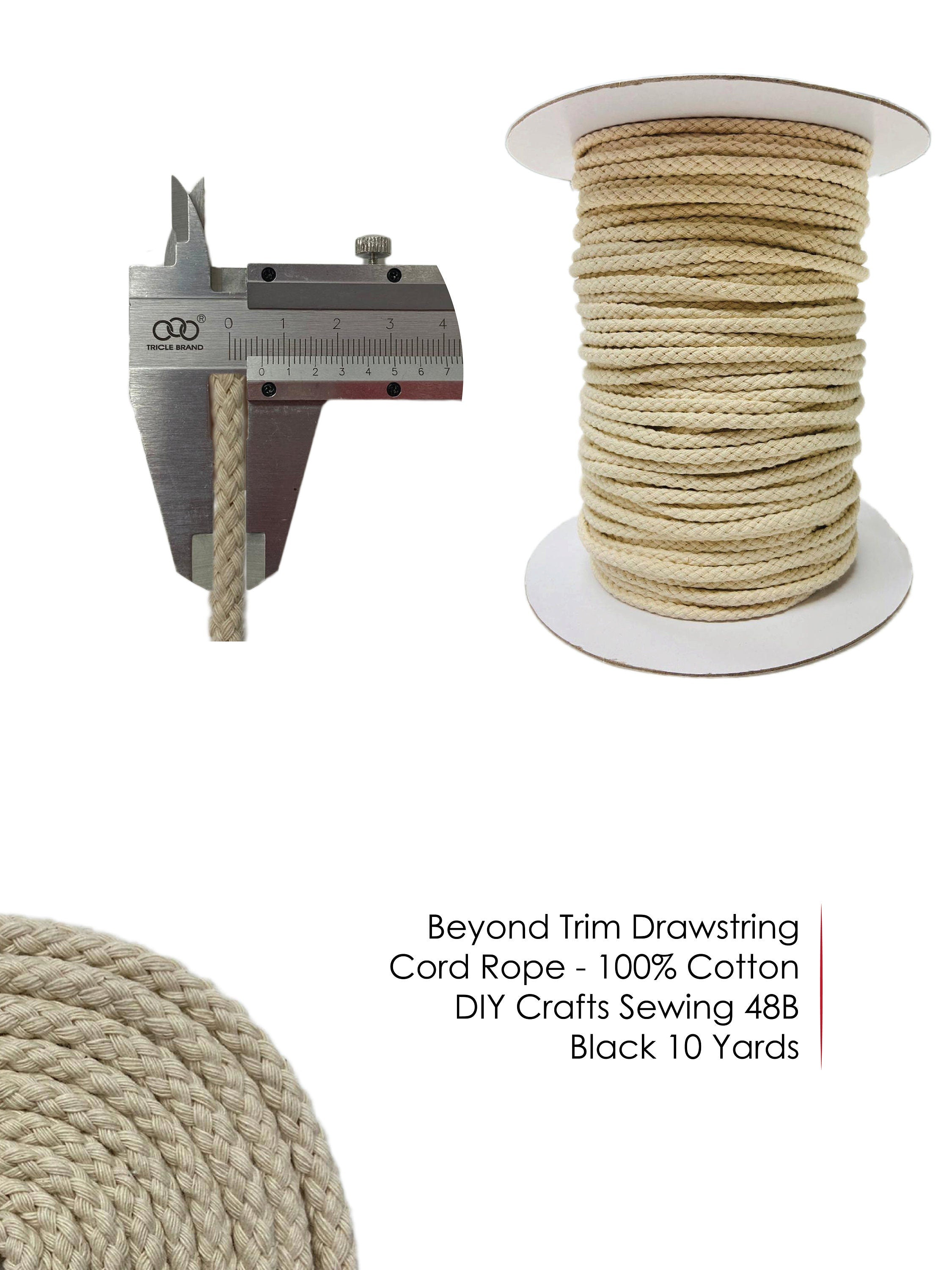 1/4 Inch  Cotton Drawstring Cord - 10 YDS - Hoodies - Projects - FREE SHIPPING - DR119