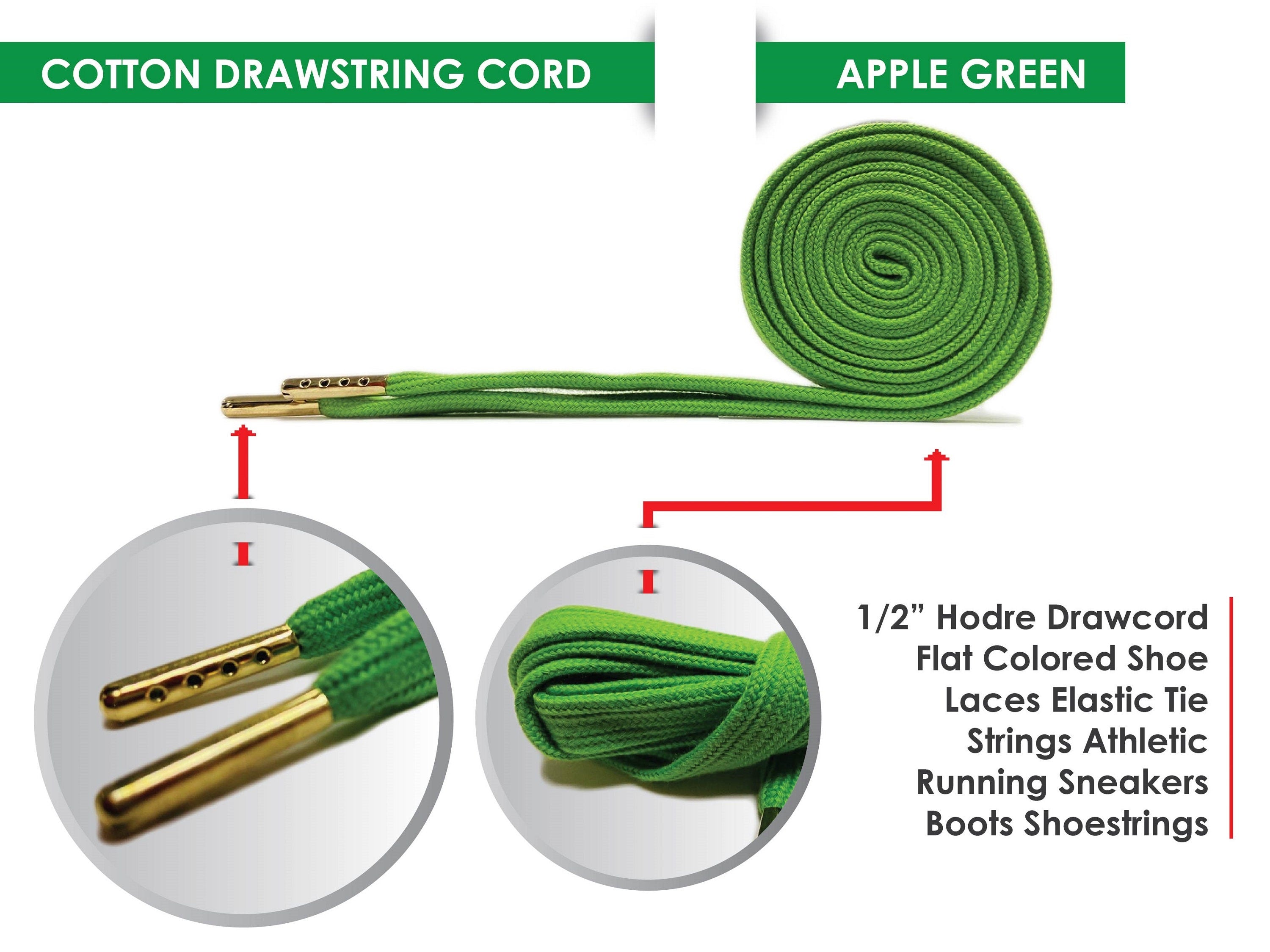 PolyCotton Flat Premium Colorful  Shoelaces with Metal Tips, Hoodie Strings, Jogger Strings,  55 inches,