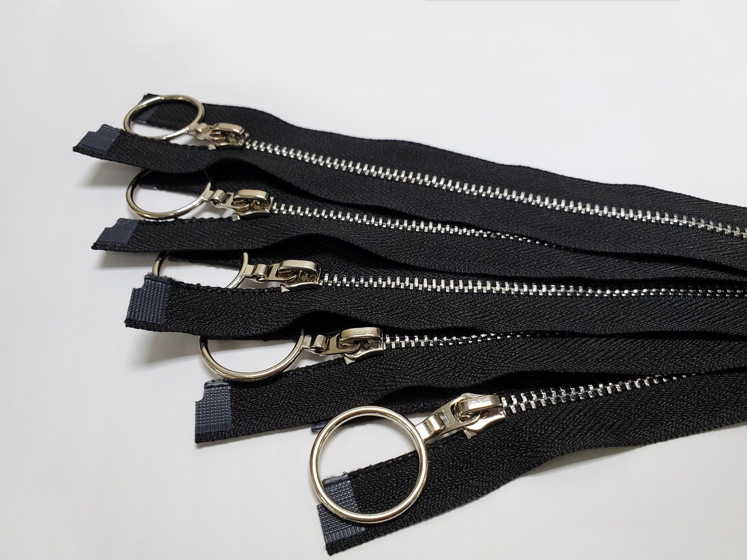 Black Metal Open End / Close End Zippers / Set of 3 / 3 sizes / FREE SHIPPING