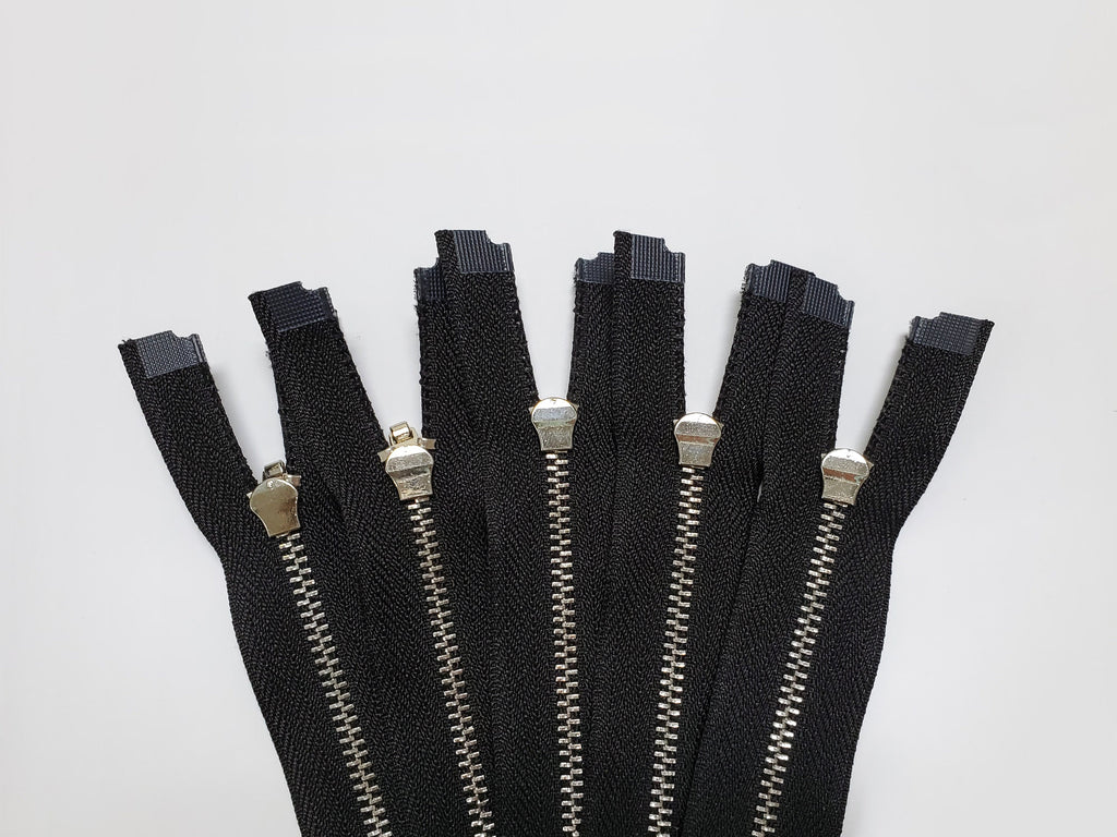 Black Metal Open End / Close End Zippers / Set of 3 / 3 sizes / FREE SHIPPING
