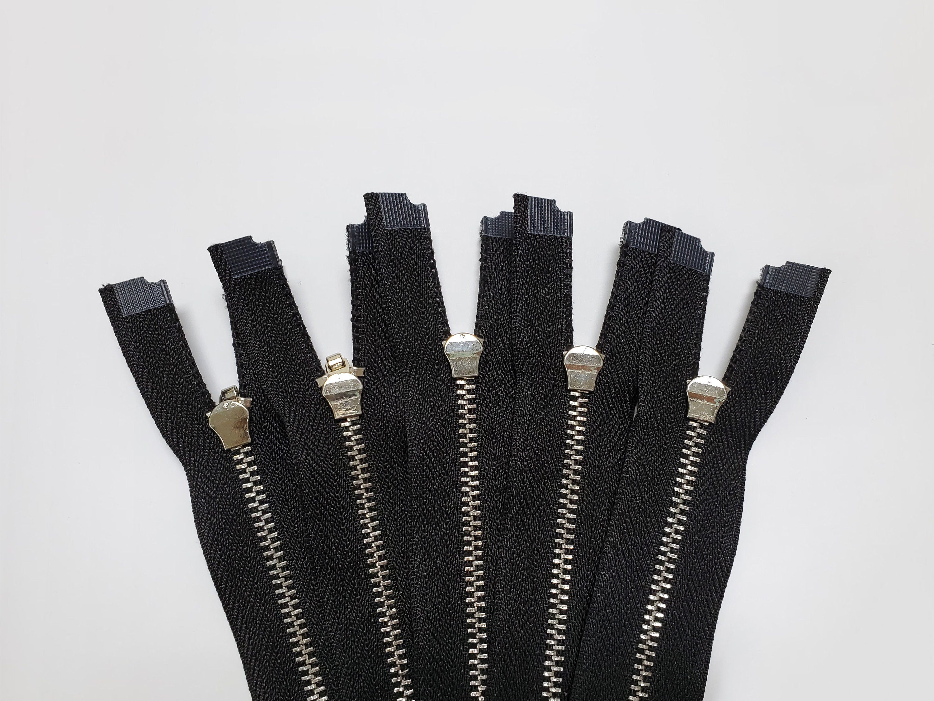 Black Metal Open End / Close End Zippers / Set of 3 / 3 sizes / FREE SHIPPING