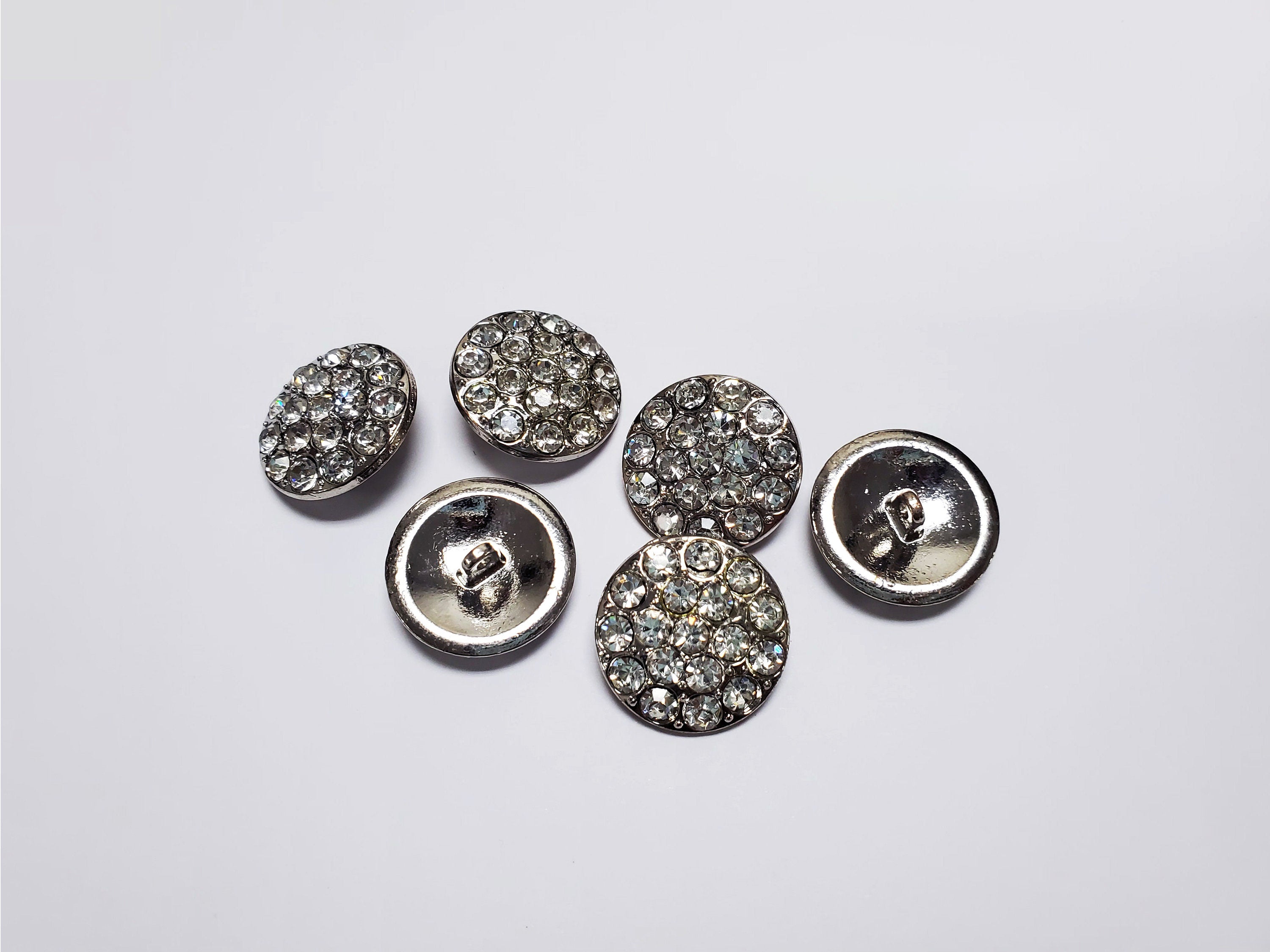 Jewel Buttons Rhinestone Buttons DIY Shank Buttons / Set of 6 or 12 / 21.6mm