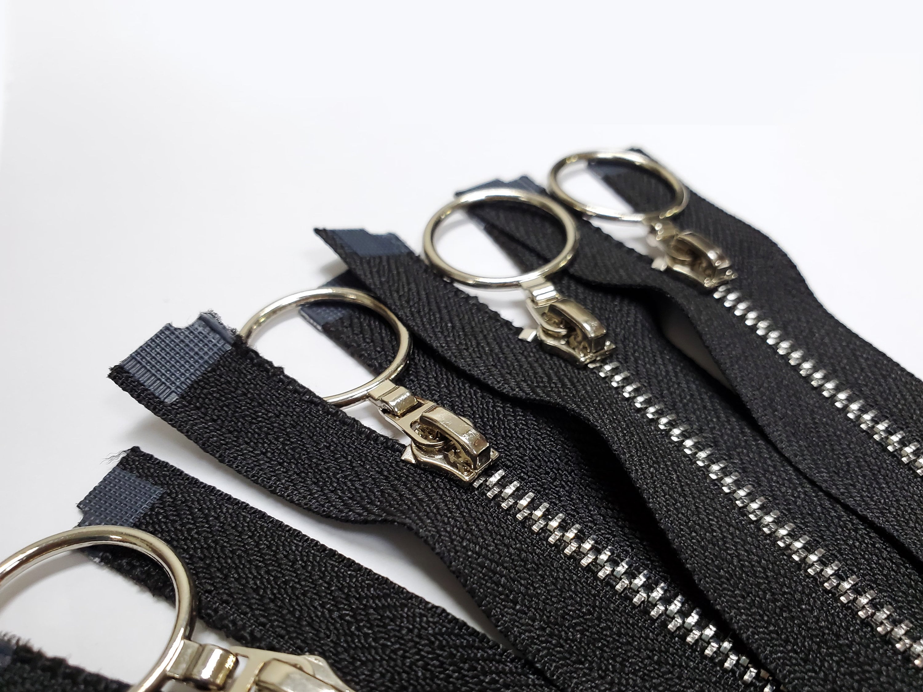 Black Metal Open End / Close End Zippers / Set of 3 / 3 sizes / FREE SHIPPING