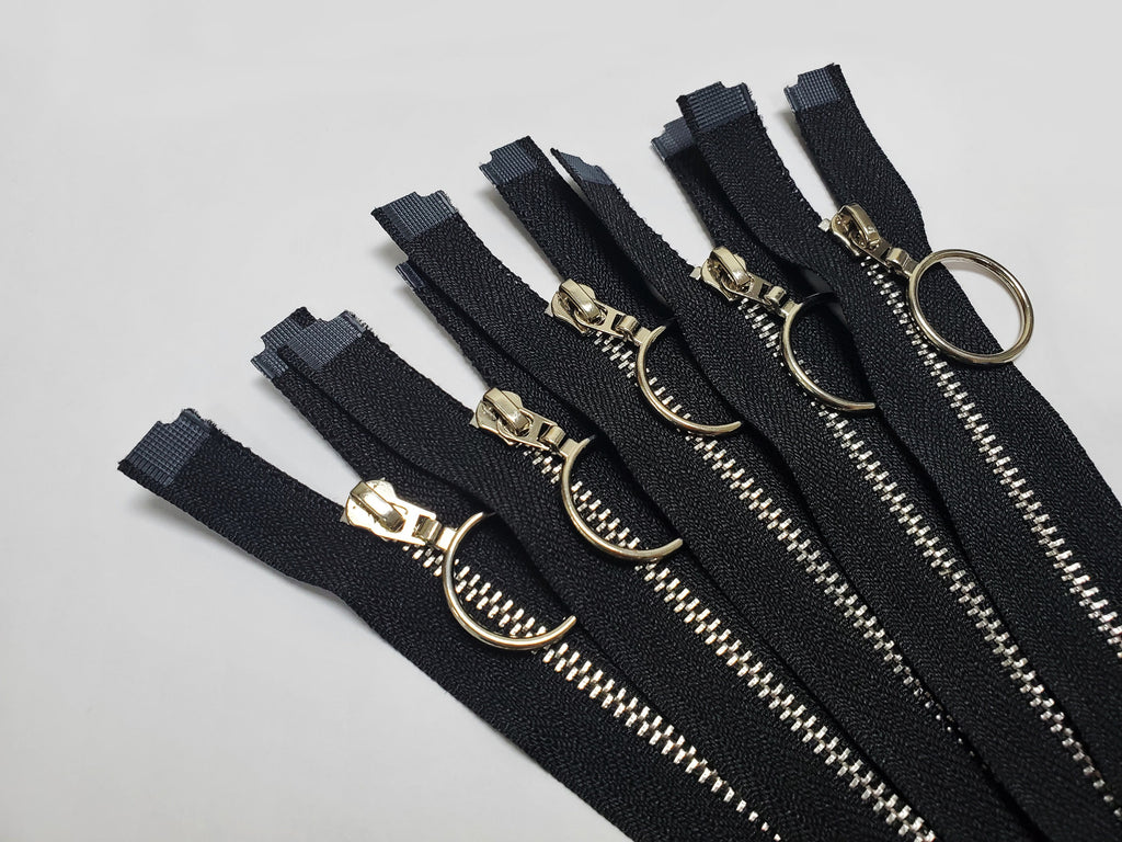 Black Metal Open End / Close End Zippers / Set of 3 / 3 sizes / FREE SHIPPING