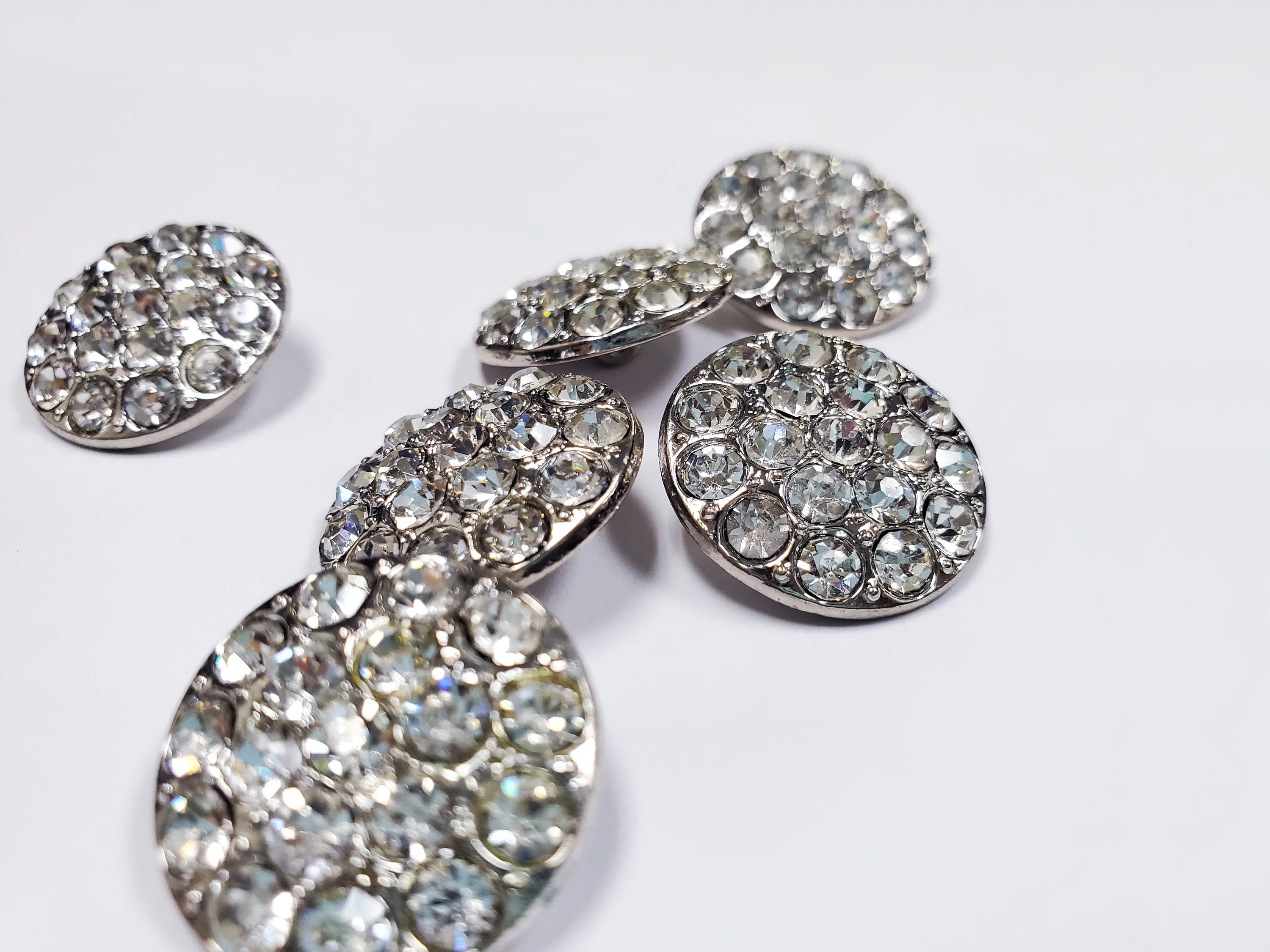 Jewel Buttons Rhinestone Buttons DIY Shank Buttons / Set of 6 or 12 / 21.6mm