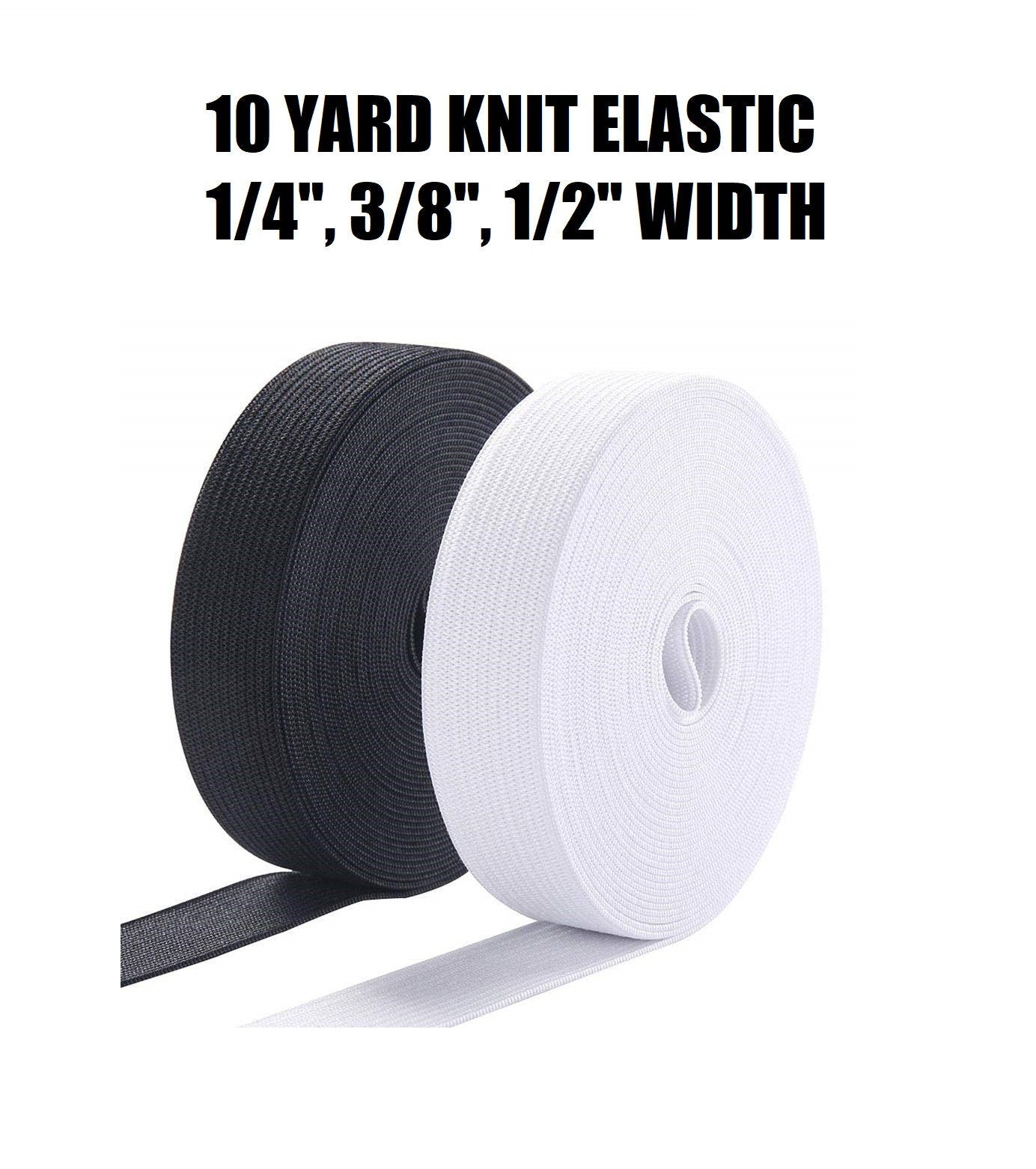 Beyond Trim Sewing Elastic Knit Elastic Black & White - 10yds (1/2", 3/8", 1/2") / FREE SHIPPING