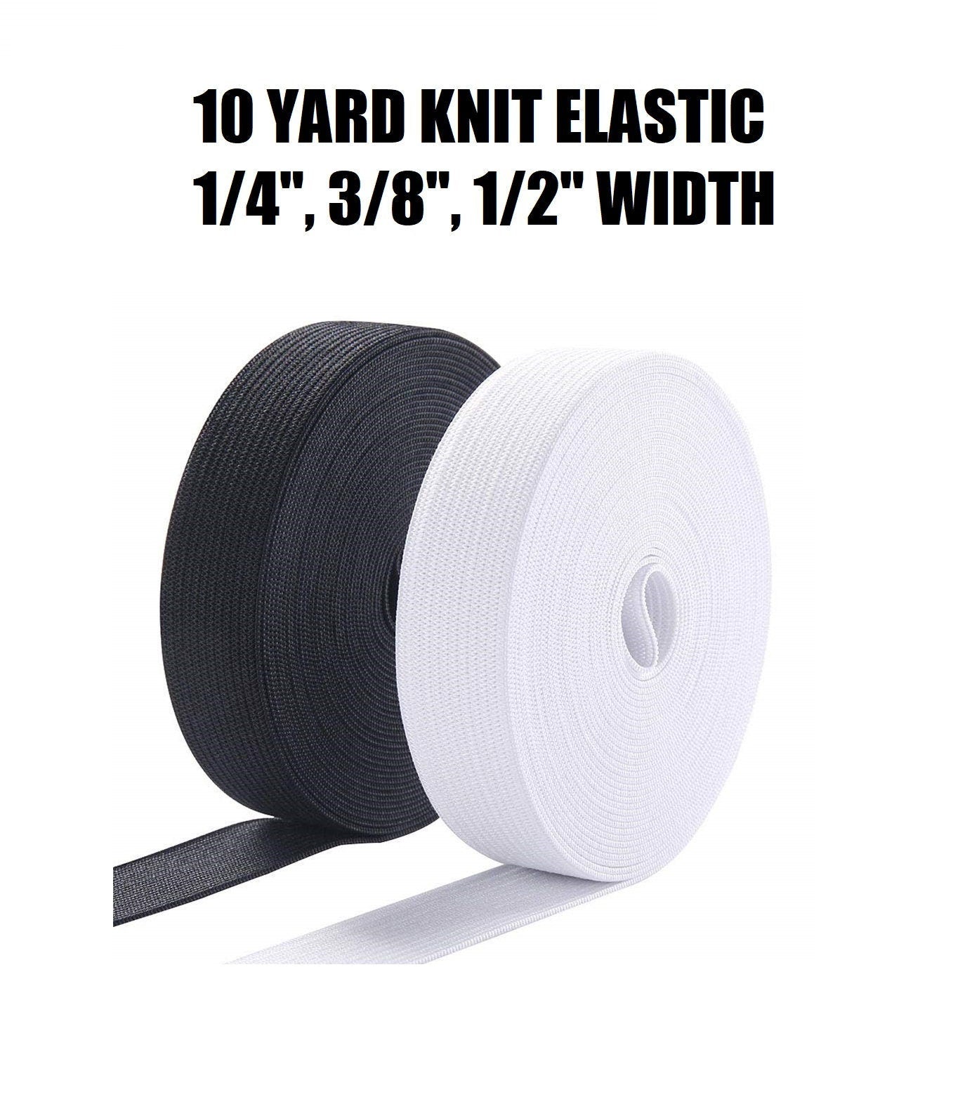 Beyond Trim Sewing Elastic Knit Elastic Black & White - 10yds (1/2", 3/8", 1/2") / FREE SHIPPING