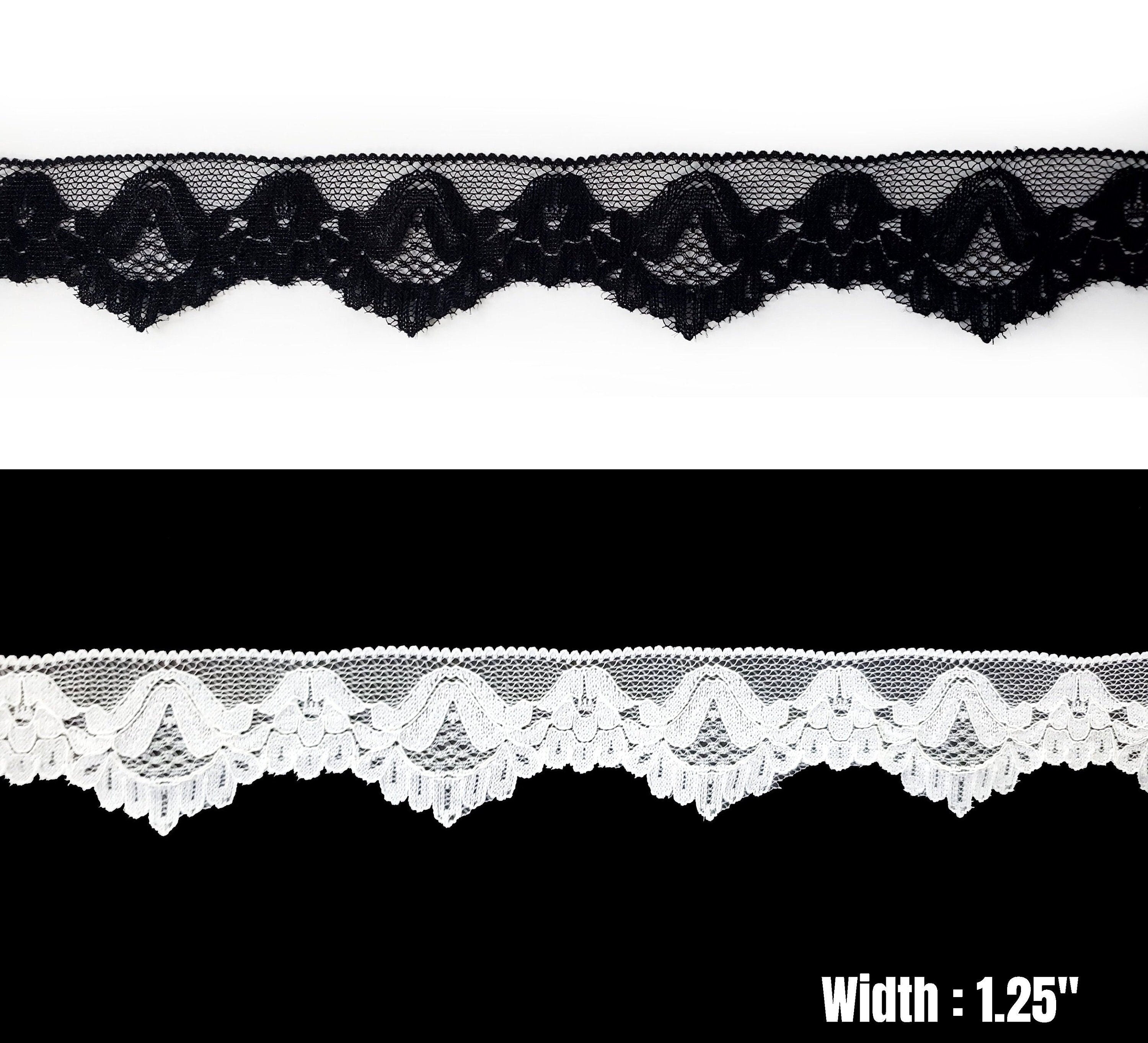 Stretch Lace Trims Sold by Yardage // Black and White Stretchy Lace FREE SHIPPING