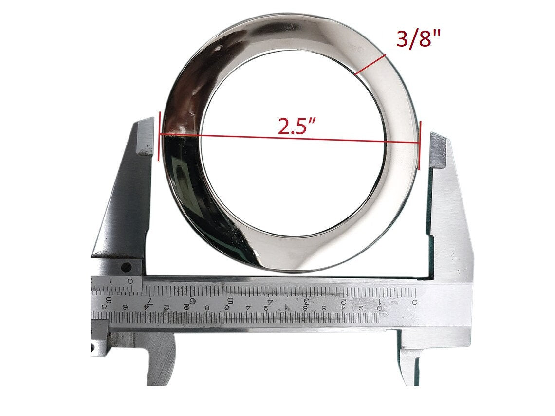 2.5 Inch Flat Cast O Rings, Super Shiny Nickel Finish, 6 Pack, Handbag Purse Bag Making Hardware Supplies, 3/8", RING 6 set