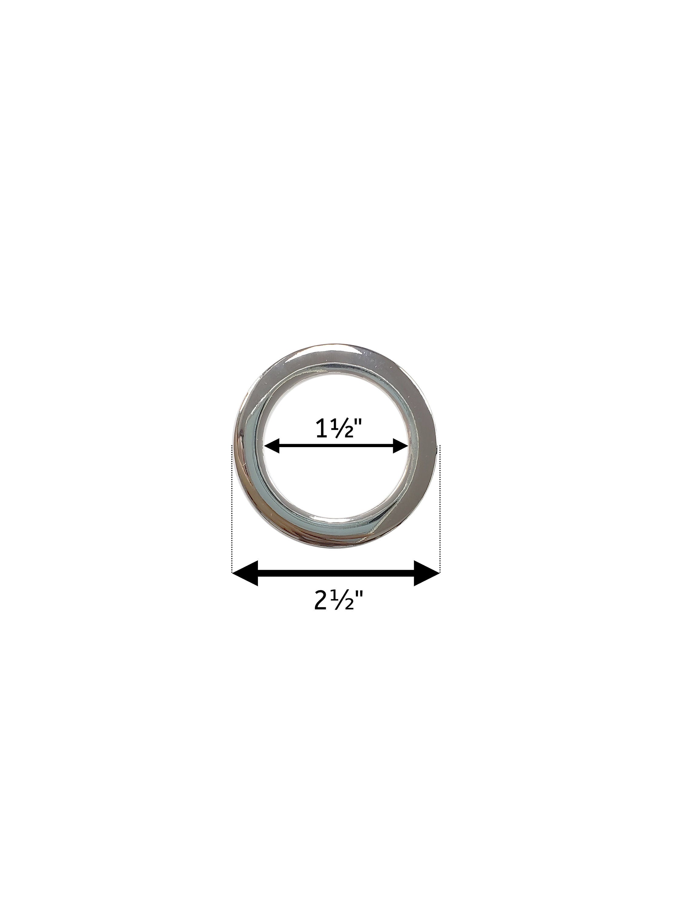 2 Inch Flat Cast O Rings, Super Shiny Nickel Finish, 6 Pack, Handbag Purse Bag Making Hardware Supplies, 1/4", RING