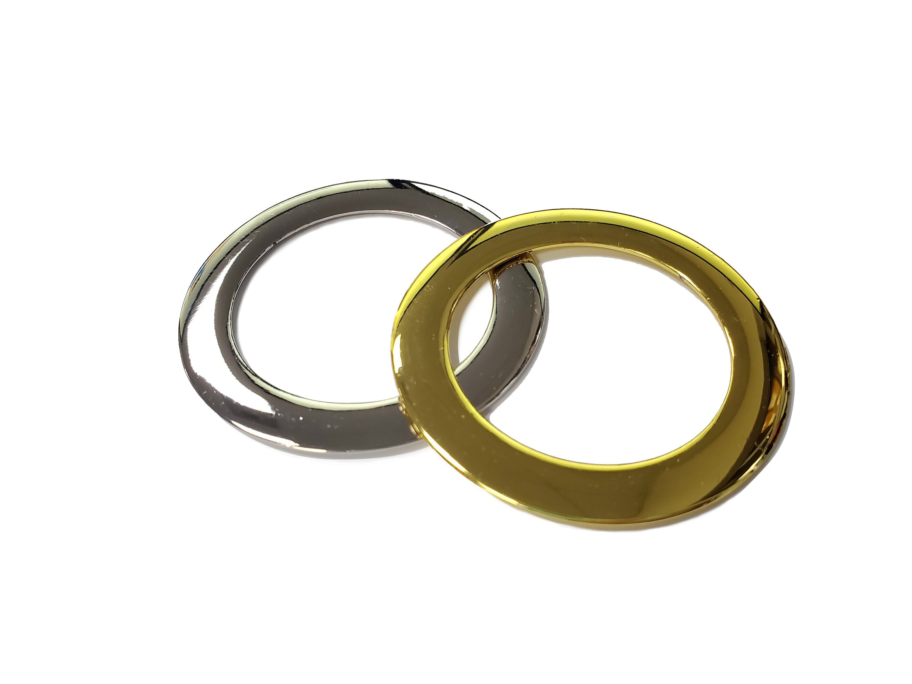 2 Inch Flat Cast O Rings, Super Shiny Nickel Finish, 6 Pack, Handbag Purse Bag Making Hardware Supplies, 1/4", RING