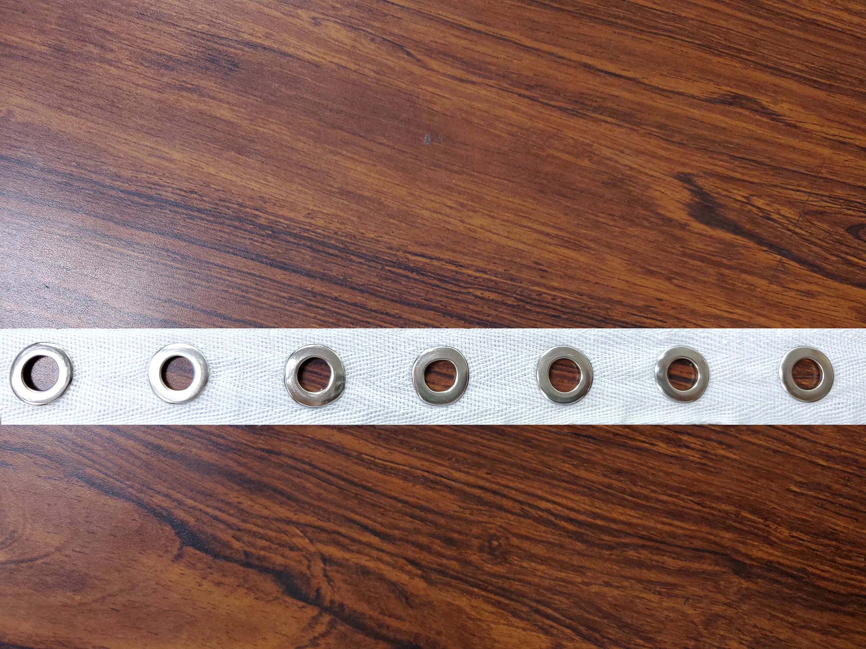 White Grommet Tape with Nickel Eyelet Cotton Twill Tape on Trim 5 yds - AL27D / LA10541D