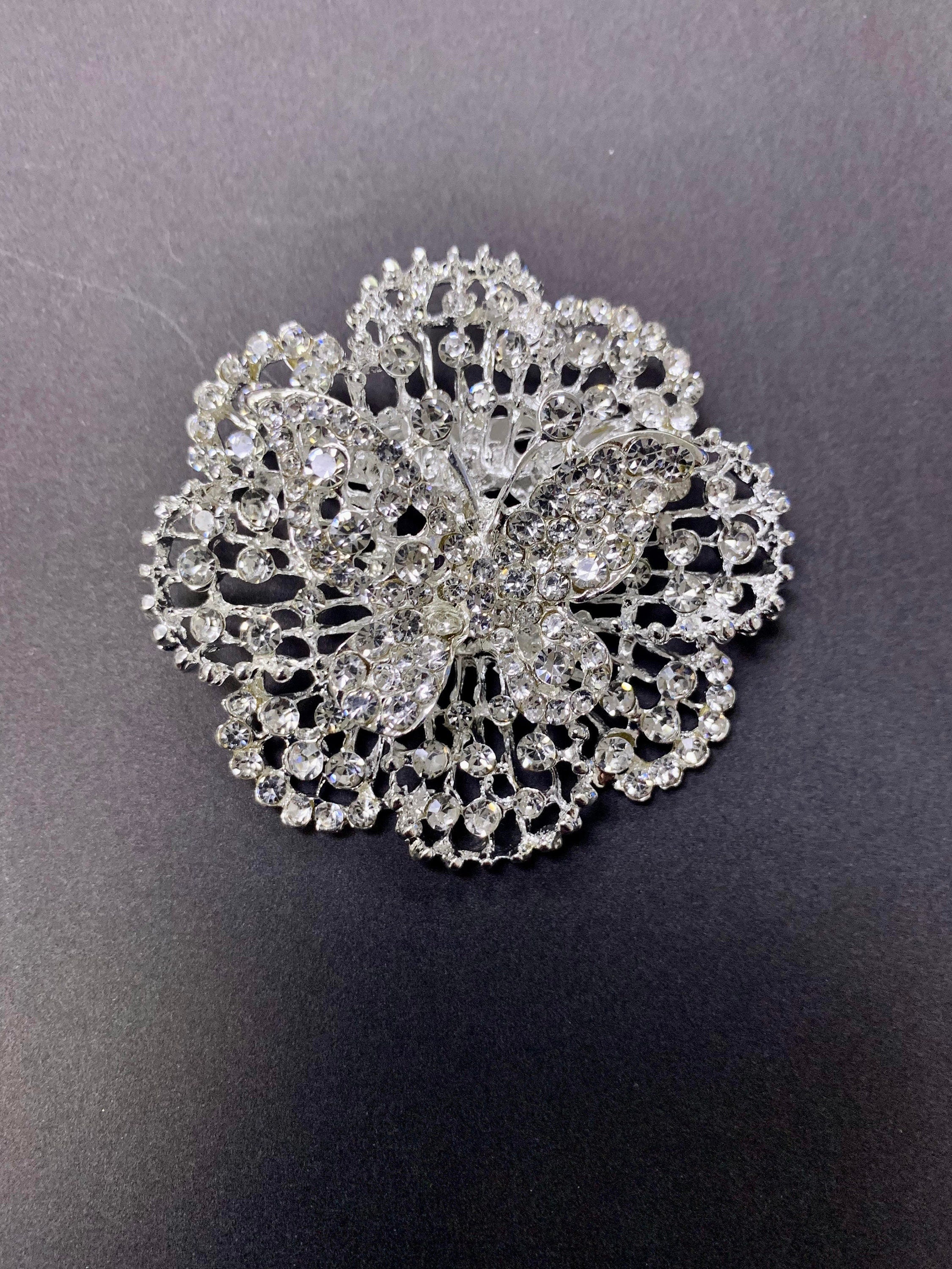 Butterfly Flower Rhinestone Brooch