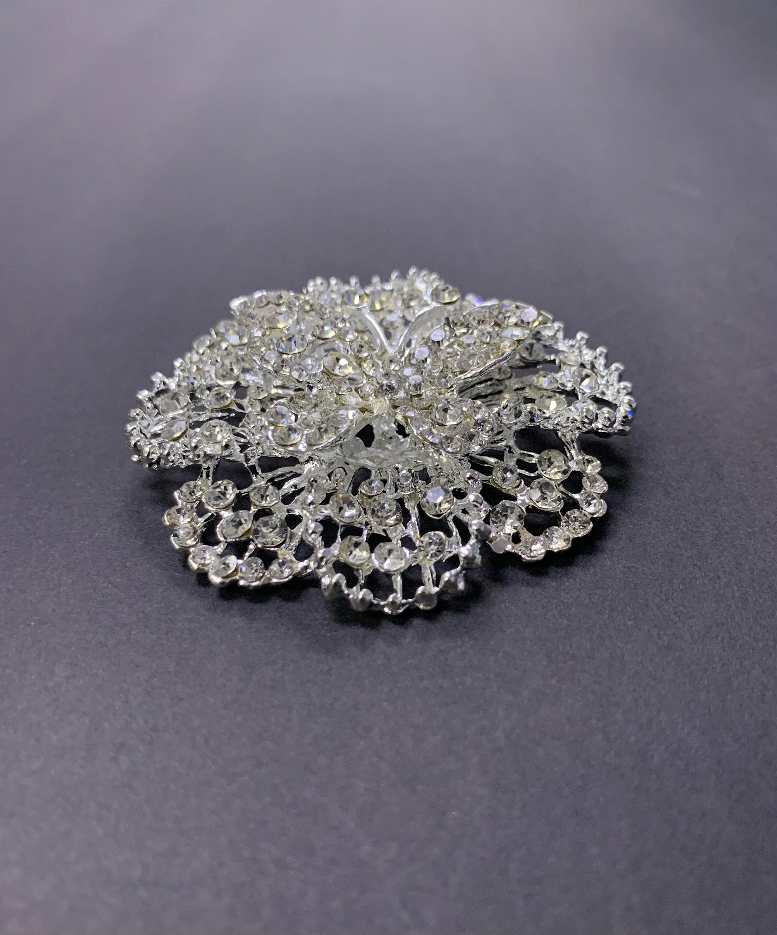 Butterfly Flower Rhinestone Brooch