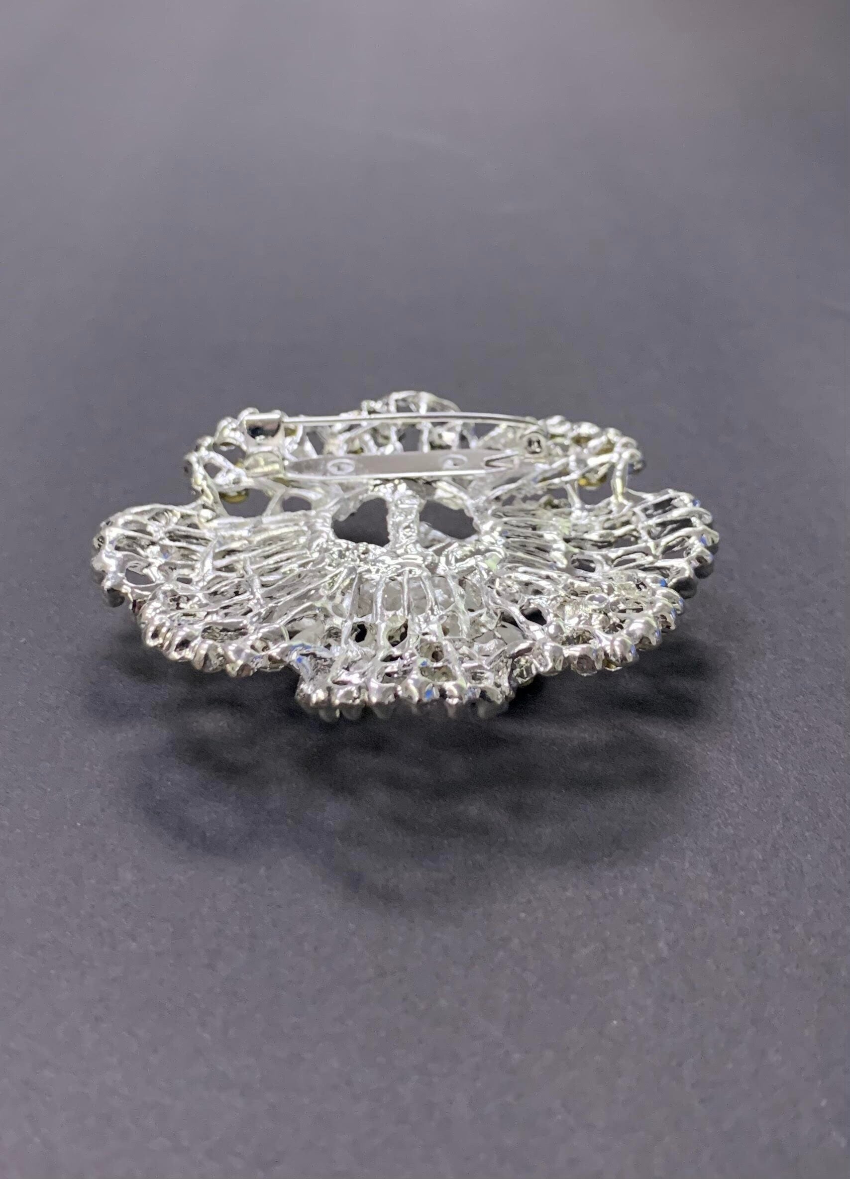 Butterfly Flower Rhinestone Brooch