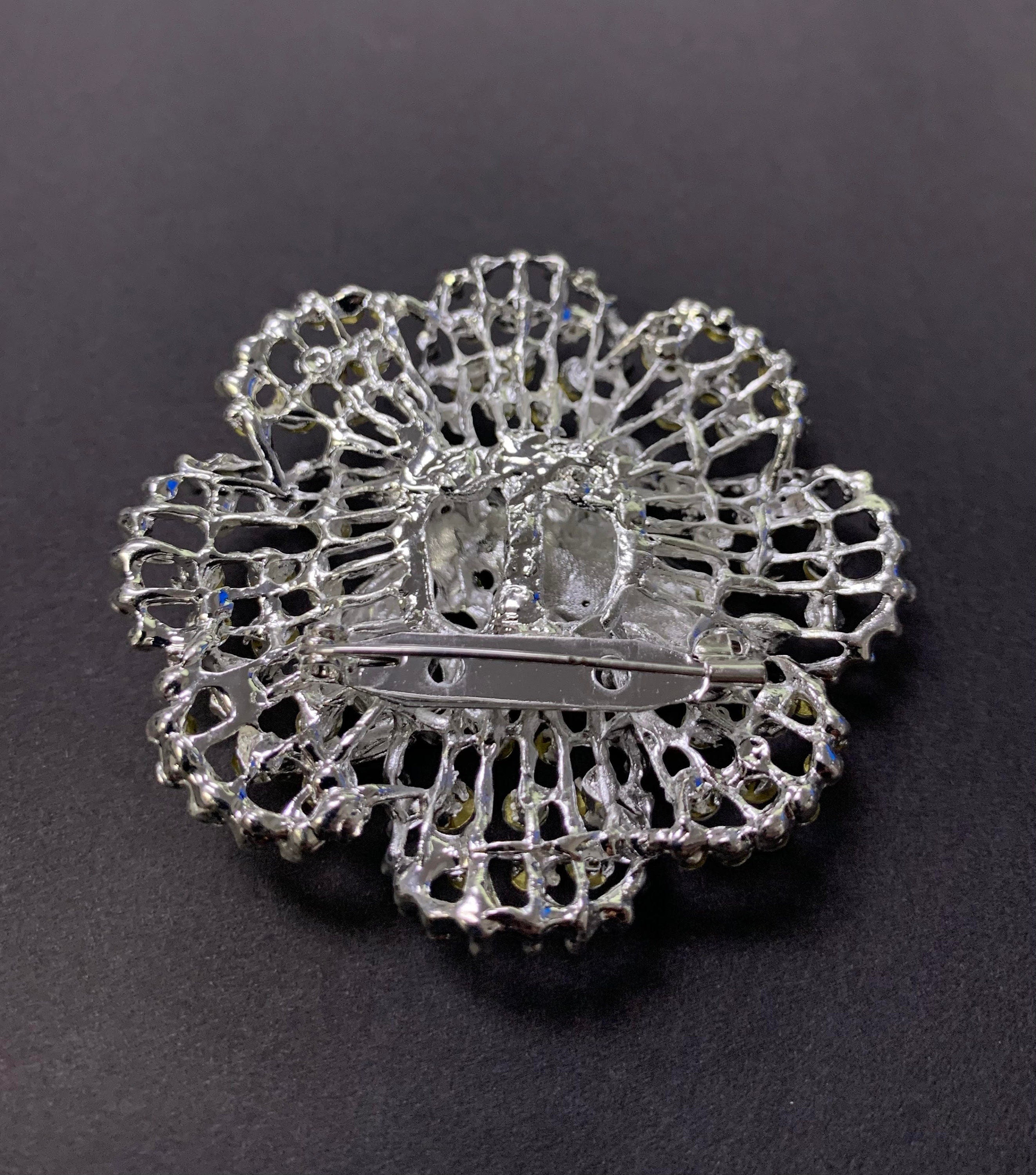 Butterfly Flower Rhinestone Brooch